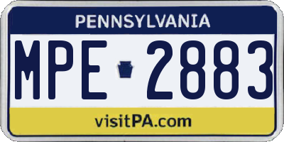 PA license plate MPE2883