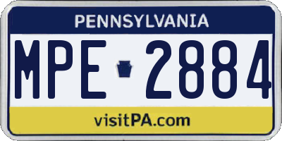 PA license plate MPE2884