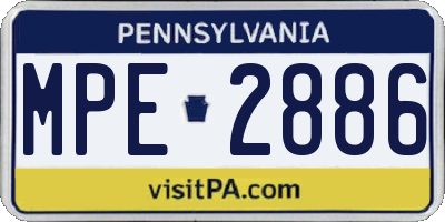 PA license plate MPE2886