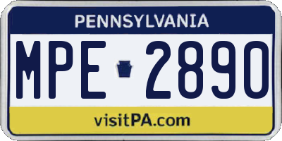 PA license plate MPE2890