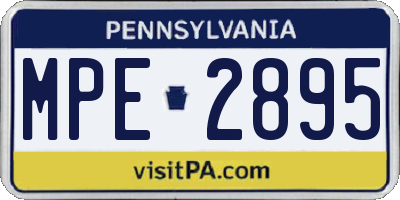 PA license plate MPE2895