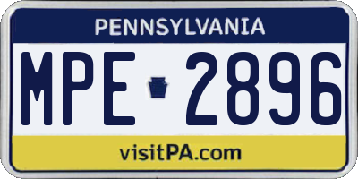 PA license plate MPE2896