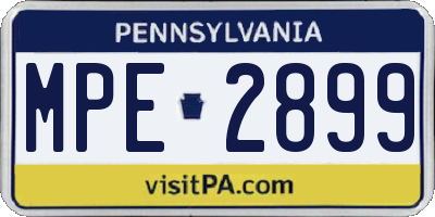 PA license plate MPE2899
