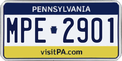 PA license plate MPE2901