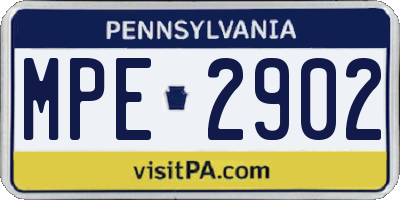 PA license plate MPE2902