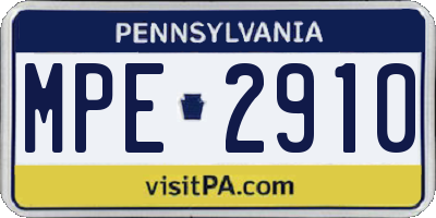 PA license plate MPE2910