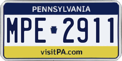 PA license plate MPE2911
