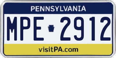 PA license plate MPE2912
