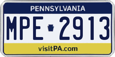 PA license plate MPE2913