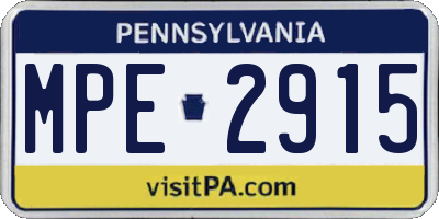 PA license plate MPE2915