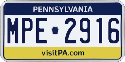 PA license plate MPE2916