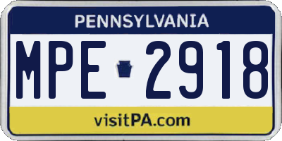 PA license plate MPE2918