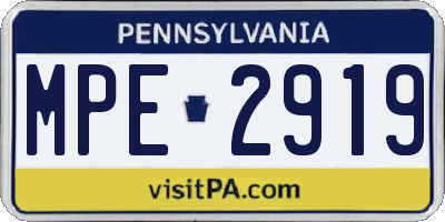 PA license plate MPE2919