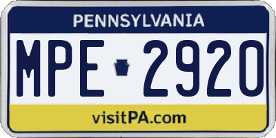 PA license plate MPE2920