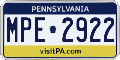 PA license plate MPE2922