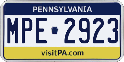 PA license plate MPE2923