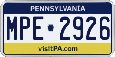 PA license plate MPE2926