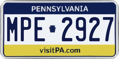PA license plate MPE2927