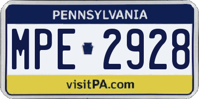 PA license plate MPE2928