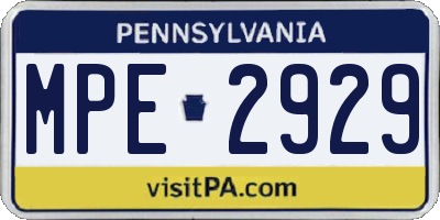 PA license plate MPE2929