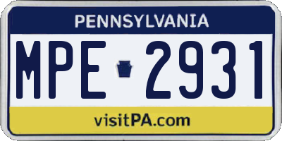 PA license plate MPE2931