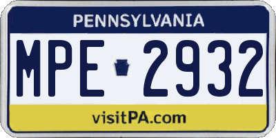 PA license plate MPE2932