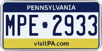 PA license plate MPE2933