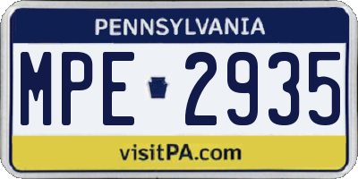 PA license plate MPE2935