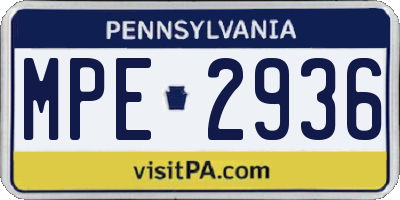 PA license plate MPE2936