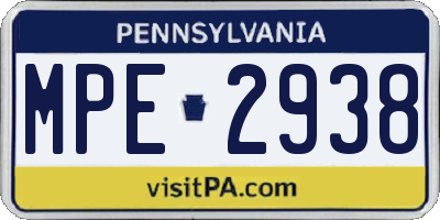 PA license plate MPE2938
