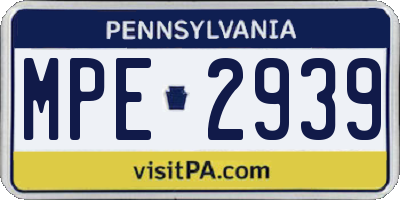 PA license plate MPE2939