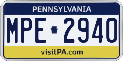 PA license plate MPE2940