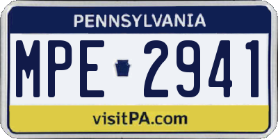PA license plate MPE2941