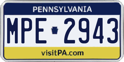 PA license plate MPE2943