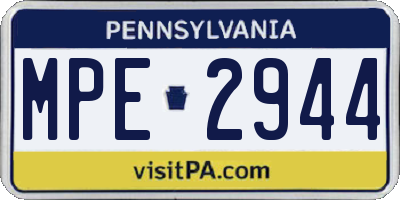 PA license plate MPE2944