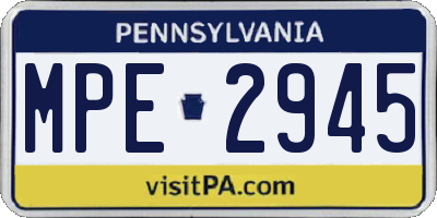 PA license plate MPE2945