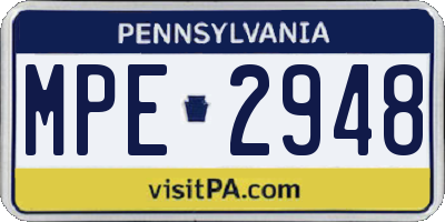 PA license plate MPE2948