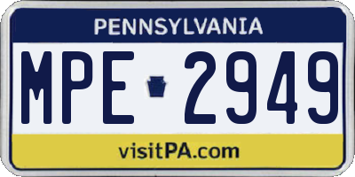 PA license plate MPE2949