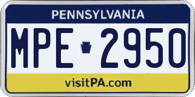 PA license plate MPE2950
