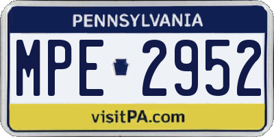 PA license plate MPE2952