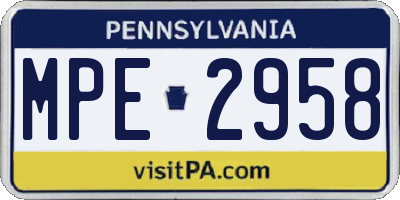 PA license plate MPE2958