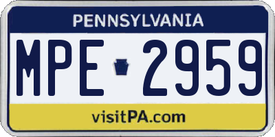 PA license plate MPE2959