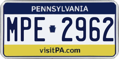 PA license plate MPE2962