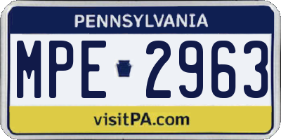 PA license plate MPE2963