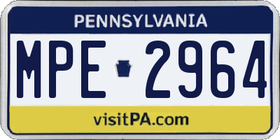 PA license plate MPE2964
