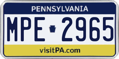 PA license plate MPE2965