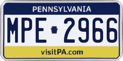 PA license plate MPE2966