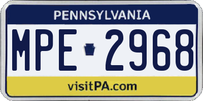 PA license plate MPE2968