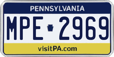 PA license plate MPE2969
