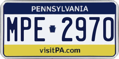 PA license plate MPE2970
